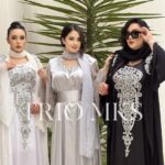 Abaya de luxe avec appliques brodées et perlées