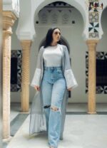 Kimono luxueux Moussline Royale et changeante H'raj fait a la main
